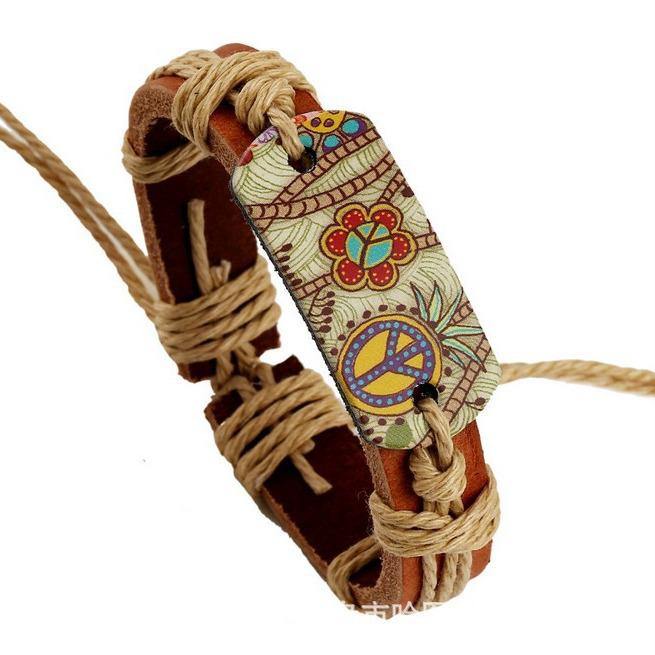 Heat Transfer Braided Leather Bracelet: European & American Retro Couple Design