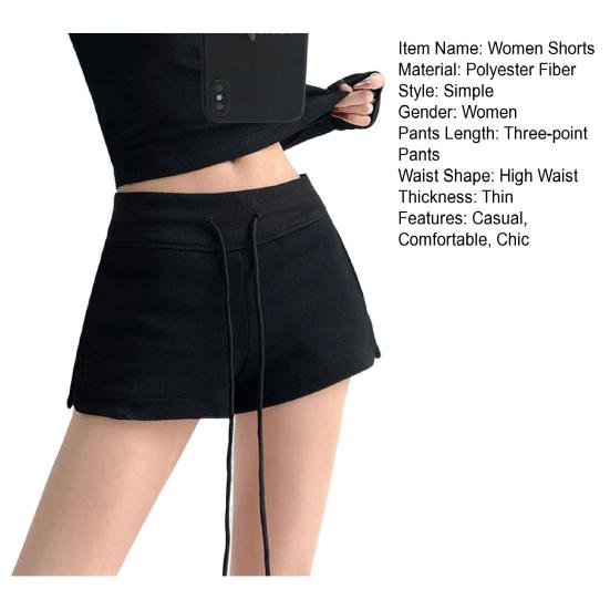 Women Athletic Shorts Summer Sexy Booty Workout Yoga Shorts High Waist Mini Shorts with Drawstring And Pockets for Gym Running Cycling