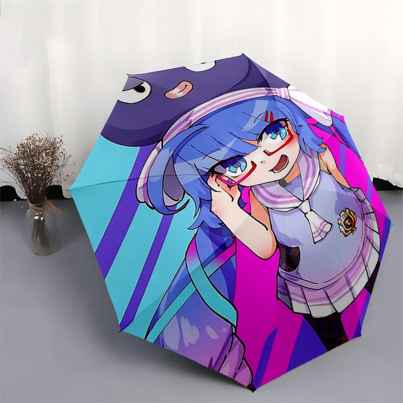 1 Stück Outdoor-Schirm mit süßem Anime-Charakter-Design - Automatisches Öffnen/Schließen, Tragbares 3-fach faltbares Design, 8-Speichen-Eisenrahmen - Perfektes Geschenk für F