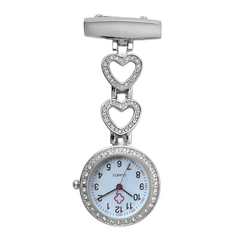 Fashion Women Pocket Watch Clip-on Heart/Five-pointed Star Pendant Hang Quartz Clock For Medical Doctor Nurse Watches