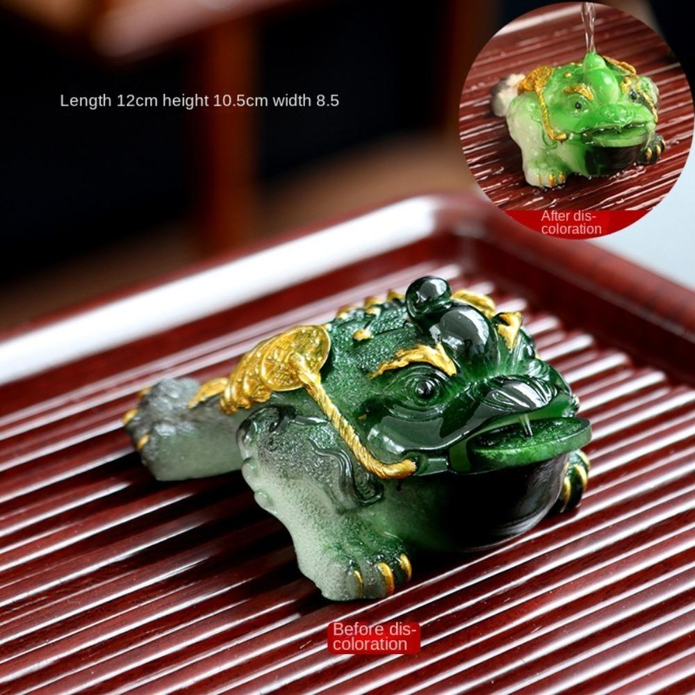 Resin Color Changing Tea Pet Gold Raise Golden Toad Cute Lucky Water Tea Pet  Tea Table Decoration