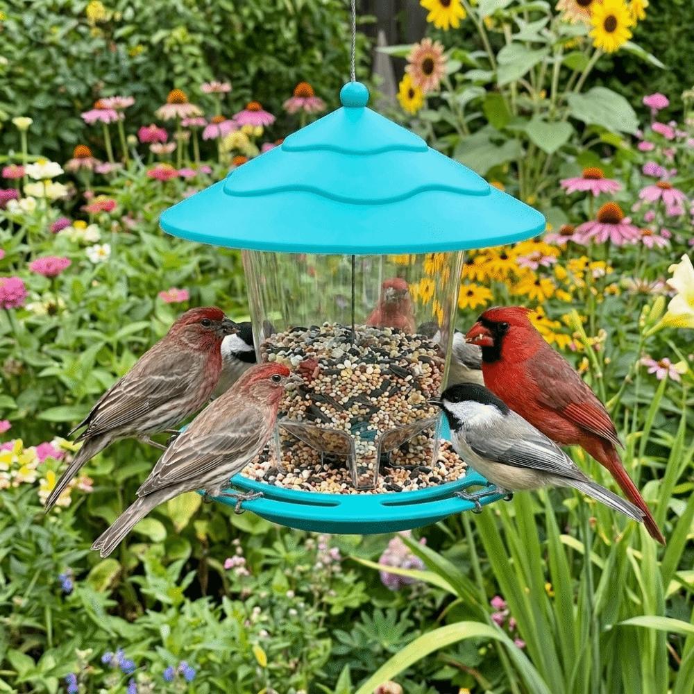 Gazebo Style Bird Feeding Station Large Capacity Hummingbird Feeder Bird Food Container  Outdoor