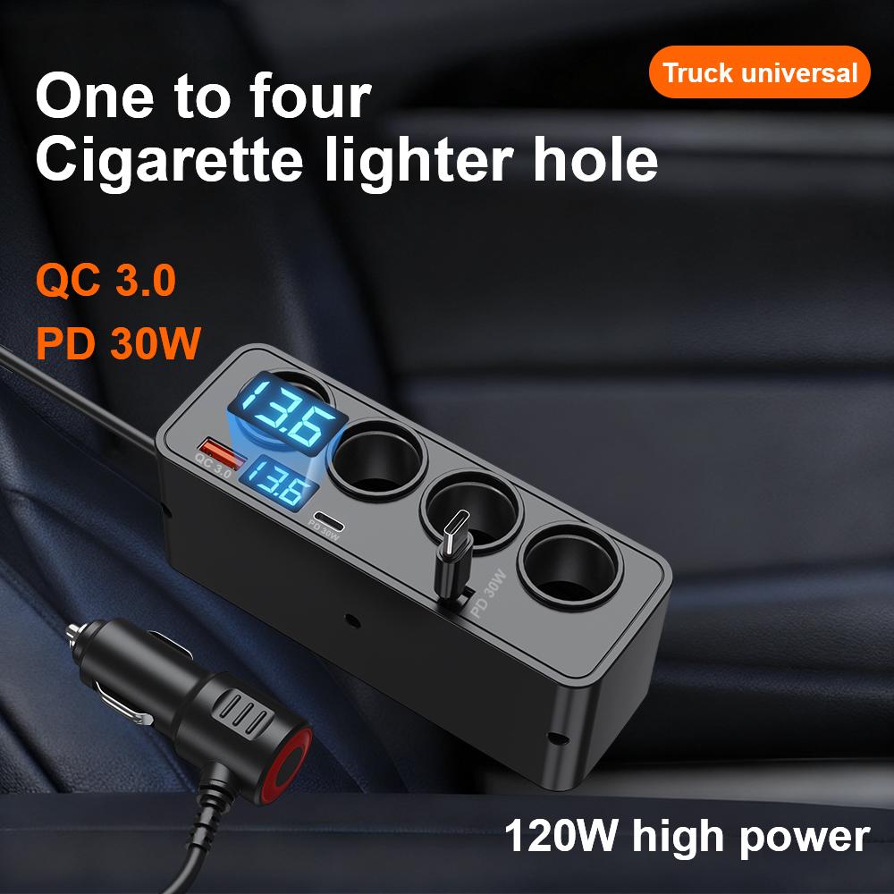 Car Digital Display Vehicle Charger USB Fast Charging Universal Auto Charger Adapter QC3.0+PD TypeC Multifunctional Quick Charge