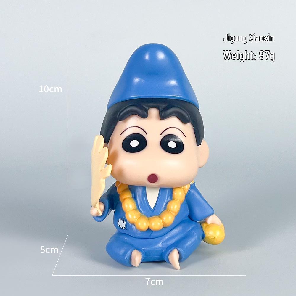 Creative Crayon Shin-chan Desktop Ornament: Buddha Ji Gong Resin Figurine for Car Console 2pcs Ji Gong Shin-chan Ornaments