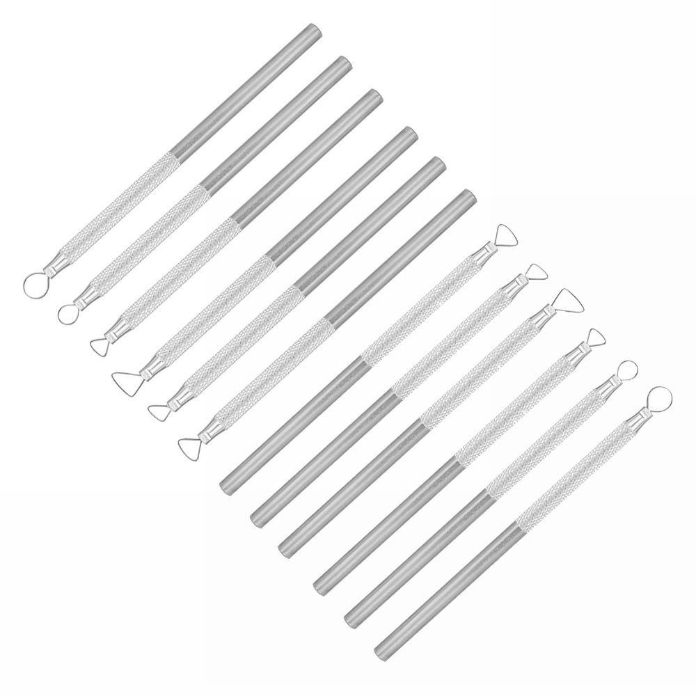 

12PCS Aluminum Clay Sculpting Tools 12-13cm Feather Wire Texture Pottery Tools Set Mini Ribbon Trimming Polymer Clay Tools