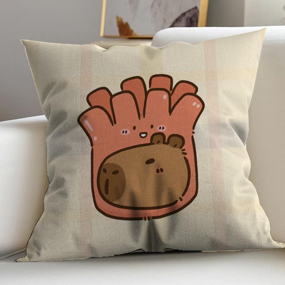 Cute Cartoon Capybara Cushion Cover Pillowcase Upholstery Sofa Throw Pillow Home Decor Pillowcas