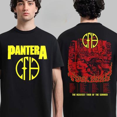 Pantera 2025 World Tour Europe and North America Snake Tour Dates Cowboys From Hell Two Sided Navy T-Shirt