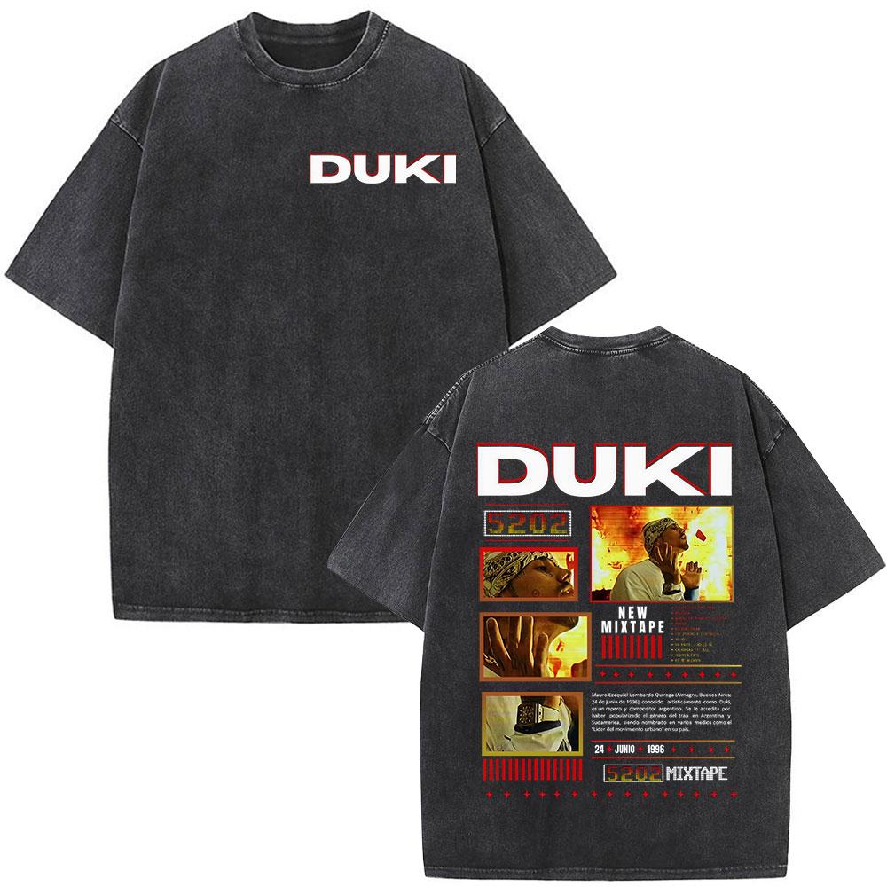 Vintage Washed Rapper Duki Merch Tshirt Mens Women Clothing Fashion Hip Hop Oversized Tshirts Cotton Short Sleeve T Shirts