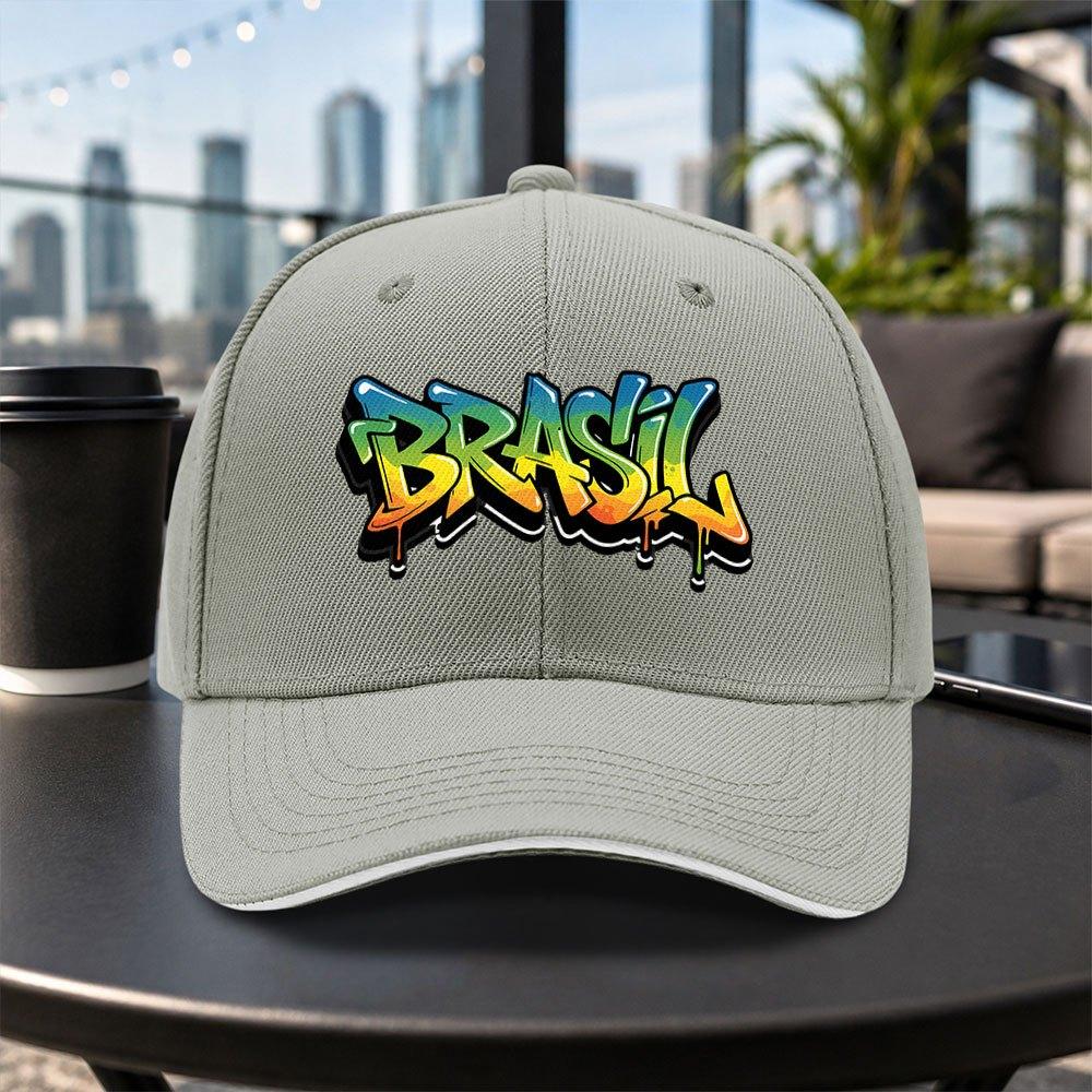 1pc New Brazilian Graffiti Adjustable Sandwich Baseball Cap Lightweight Printed Womens Hat Trendy Mens Cap For Sports Enthus