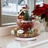 Seasonal Shelf Decorations Cartoon Christmas Coffee Cup House Ornaments, 2D Acrylic Tree Tabletop Cute Holiday Home Accents Decor, Mini Decor for Desk