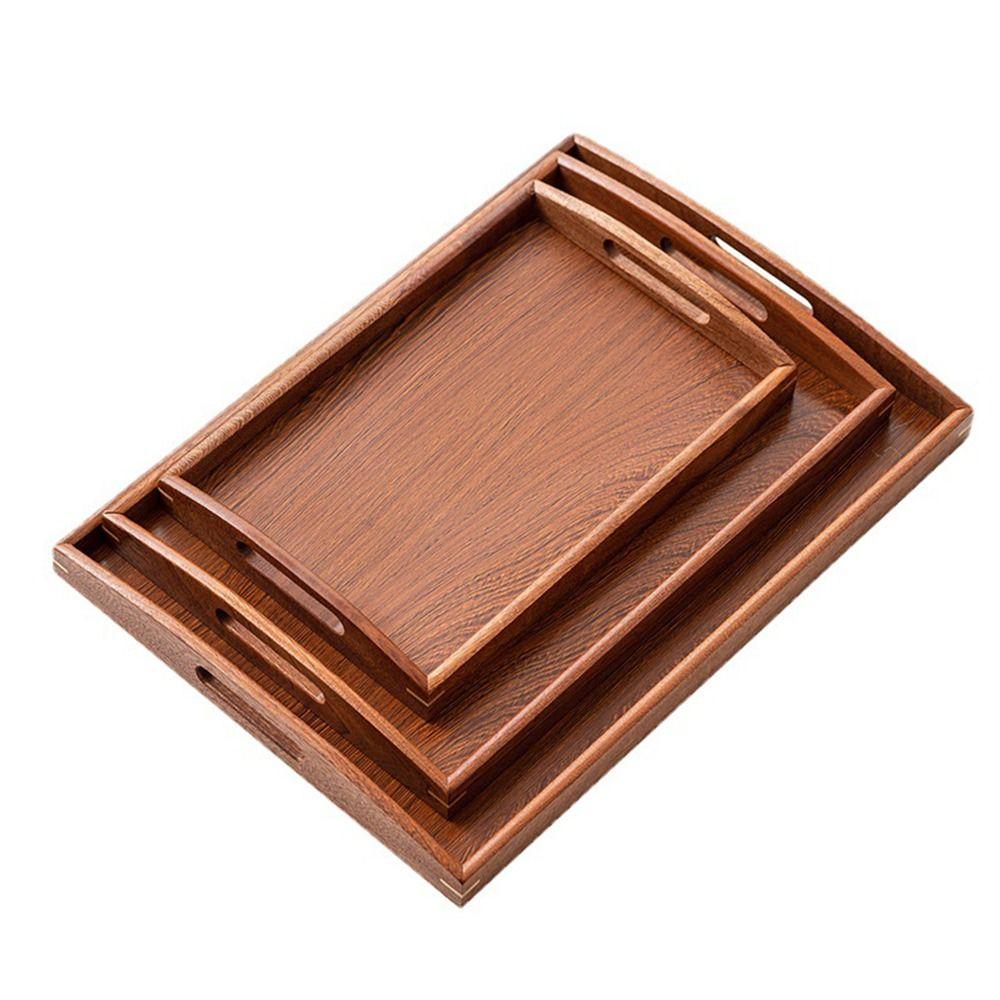 Heavy Duty Wooden Trays Ebony Food Plate New Storage Tray Fruit Snack