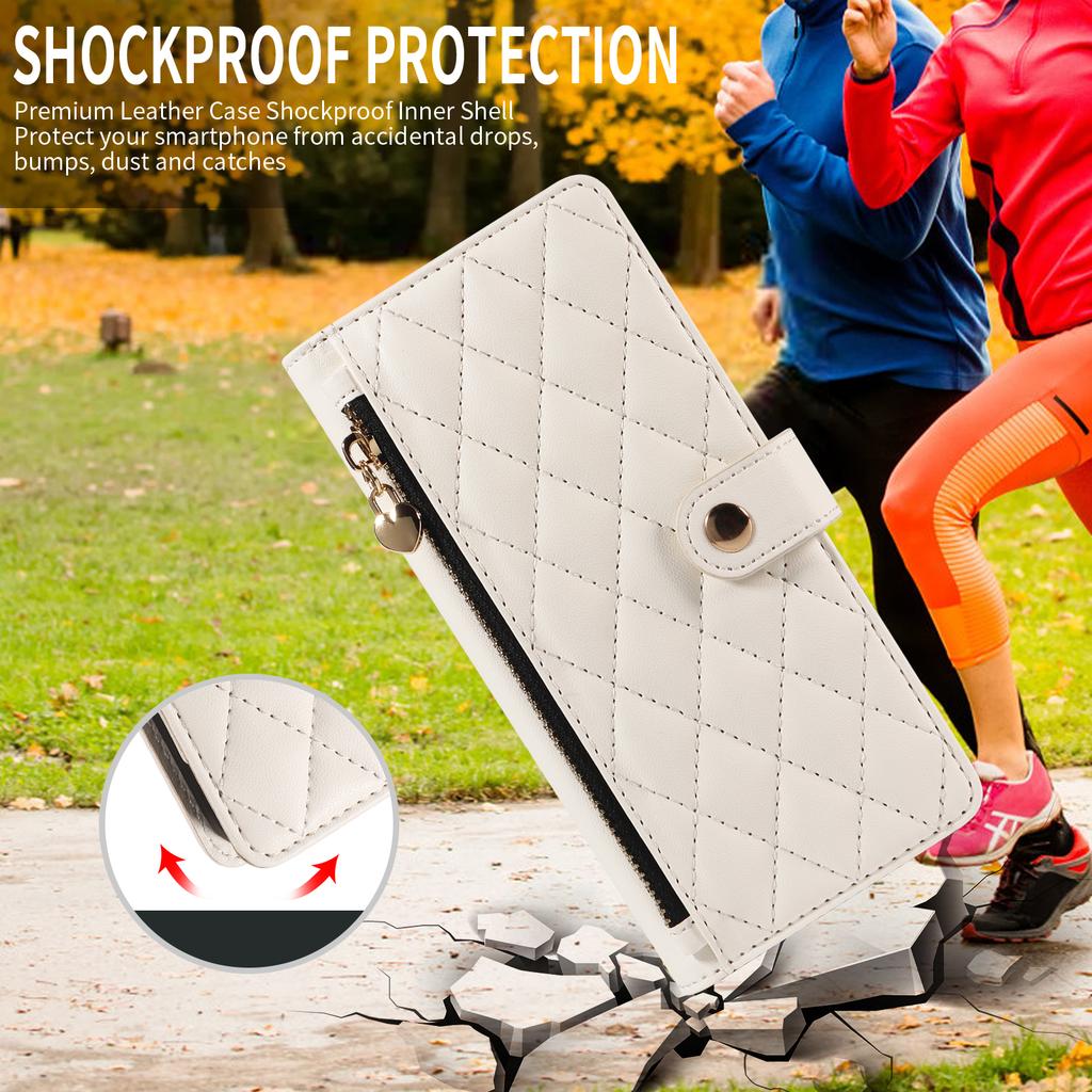 For Samsung Galaxy S24/Galaxy S25 Wallet Case with Straps,Rhombus Leather Stand Phone Cover