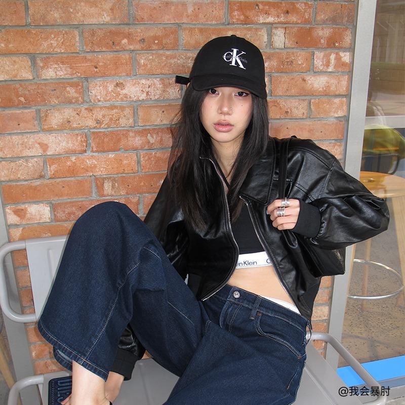 Calvin Klein Embroidered logo pure cotton casual sports cotton peaked cap Unisex couple style space Black F - No box