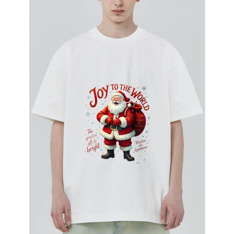 

Christmas T Shirt Black Santa Claus Joy To The World Print For Holiday Season S