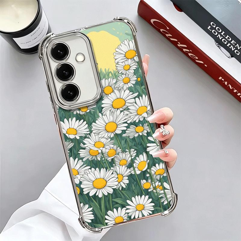 

Daisy Flowers Aesthetics Plating Phone Case For Samsung A17 A07 A37 A57 A16 A56 A15 A55 A14 A54 A13 A53 A26 A36 A25 A35 A24 A34 Samsung A54