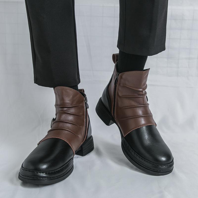 Autumn and Winter Retro Men's Ankle Boots Fashionable and Casual Zipper Boots Versatile To Match with Formal and Casual Wear
