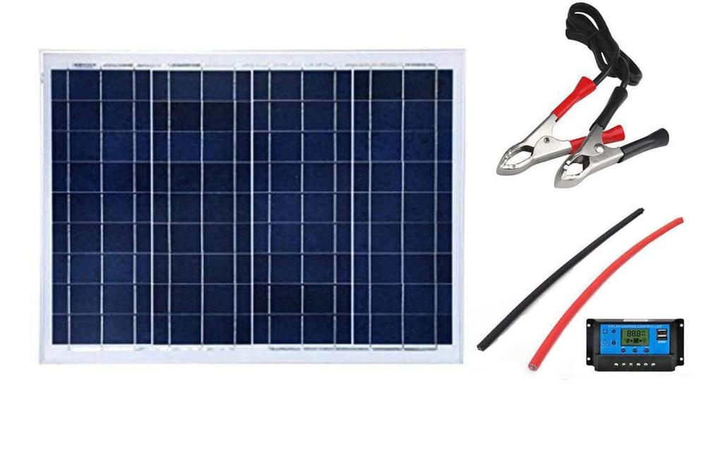 SAYA 50W Solar 20A LED Controller Wiring Clip Cable Set Panel, 12V/24V Controller,