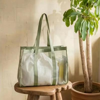 Large Capacity Breathable Organizer Mesh Visible Shoulder Bags Travel Bath Washing Pouch Beach Swimming Necessity Storage Bags