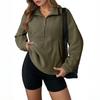 Women's Fleece Sporty Half-zipper Pullover, Fashionable Loose Long-sleeved Street-style Sweatshirt Top