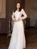Spring 2025 Elegant Retro Long Sleeve Waist-Cinching Dress