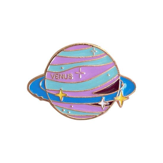 De Otte Planeter Broche, Venus/Jorden/Jupiter/Uranus/Neptun Broche, Metalmærke, Kreativ Planet Serie Broche, Emaljenåle til Skoletaske Rygsæk