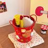 Creative Iron Art Pen Holder Student Desktop Storage Box Ins Fengwang Red Small Iron Bucket Personalized Cute Office Pen Bucket