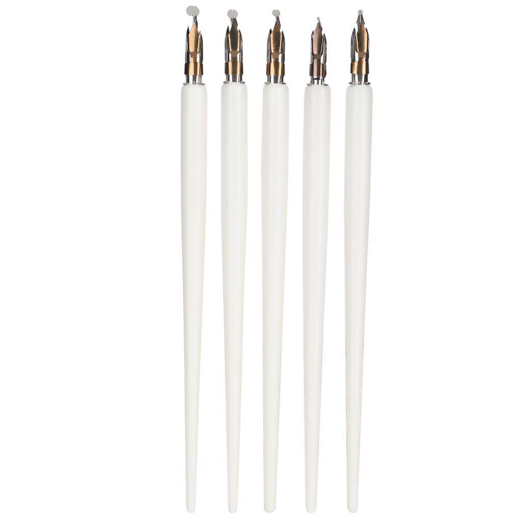 Wooden Handle Dip Pen Home Office Art Painting Calligraphy Fountain Pen Set GiftWhite Thin Long Handle