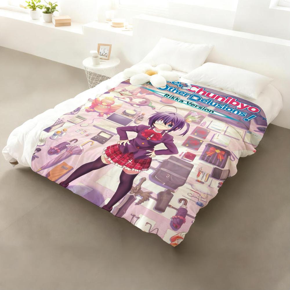 

Anime Love Chunibyo & Other Delusions Throw Flannel Throw Blanket: Soft Kid-Friendly Warm Anti-Static All Season Washable Couch 75x90cm