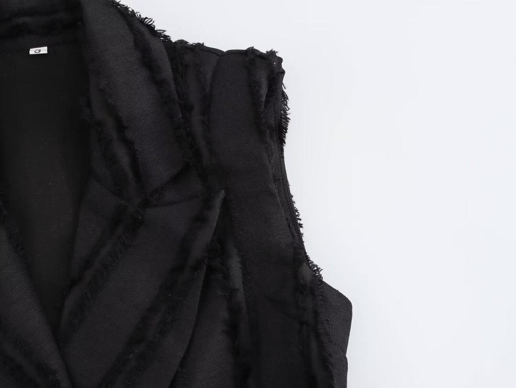 2025 Spring Women's Sleeveless Double-Breasted Waist-Hugging Dress - European & American Style Fashion