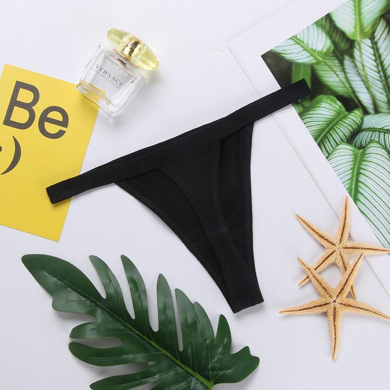 Women's Cotton Thong Panties - Sexy Solid Color T-Back Underwear