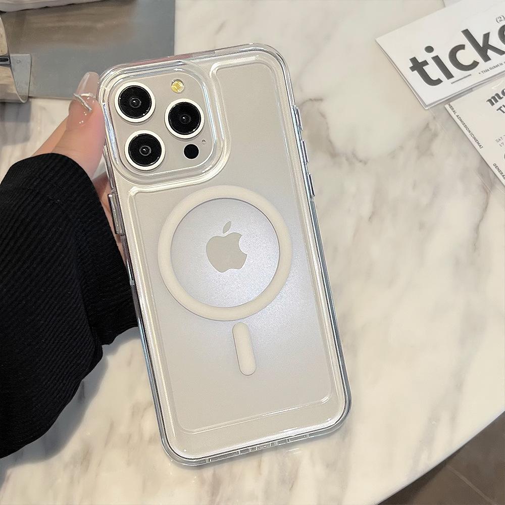 Transparent magnetic phone case suitable for Apple phones