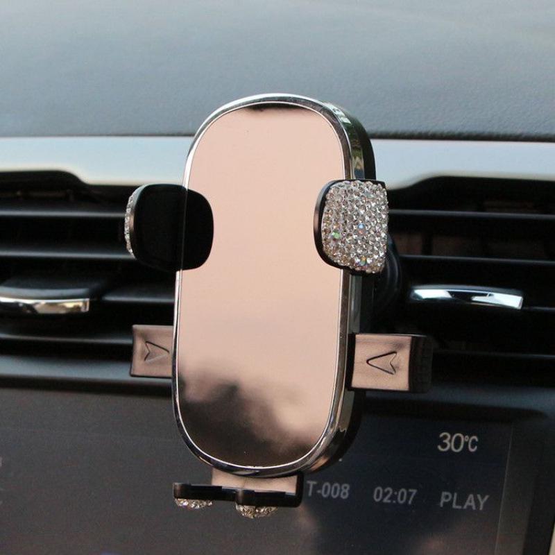 Rhinestone Horizontal Car Phone Holder with Suction Cup for Center Console Navigation