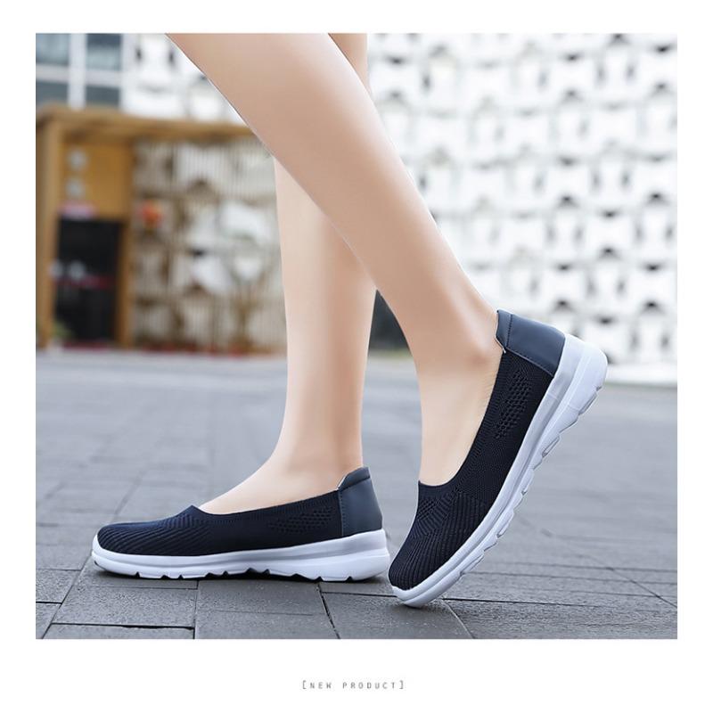 Herbstschuhe für Mütter mittleren Alters und ältere Mütter, Damen-Freizeitschuhe aus gewebtem Mesh-Stoff, Atmungsaktive Sportschuhe, Einschlupfschuhe für ältere Menschen