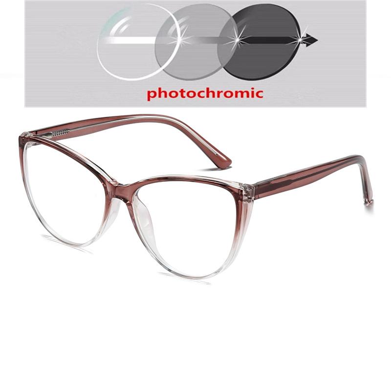 Big Frame Anti Blue Rays Cat Eye Nearsighted Glasses For Women TR90 Spring Leg Prescription Eyeglasses 0 -0.5 -0.75 To -6.0