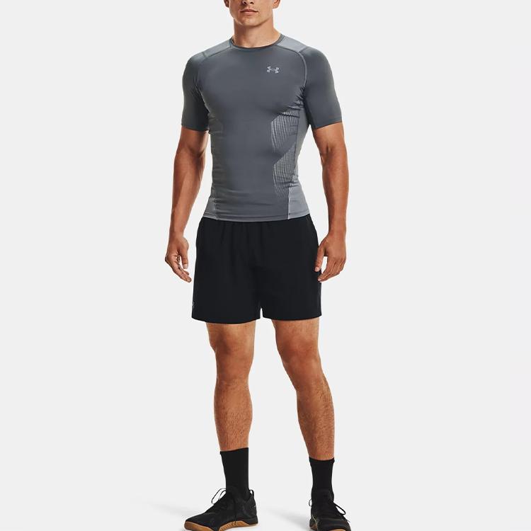 Under Armour HeatGear Vent Compression Short Sleeve Training Top Men Tops Gray 1362452-012