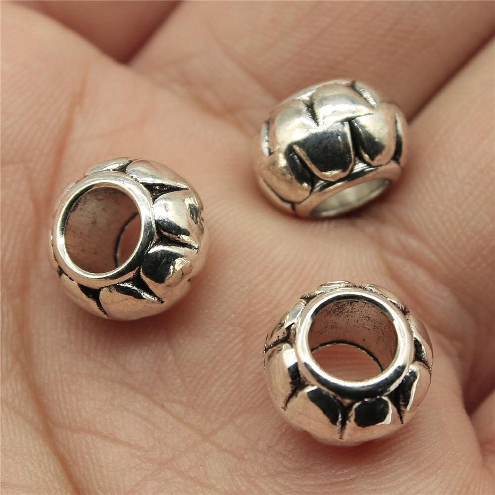 15 Pieces Antique Bronze/Silver Color 9X9X4mm Glossy Spacers  Hole Beads Charm Pendant Jewelry Handmade