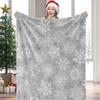 Winter Fuzzy Blanket 60 X 50 Inch Christmas Grey White Snowflake Throw Blanket for Holiday Home Chair Sofa Couch Bed