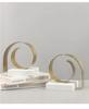 Golden Spiral Twist Ornaments Creative Bookend Marble Base Desk Decoration Library Bookshelves Bookend Room Aesthetic Decor