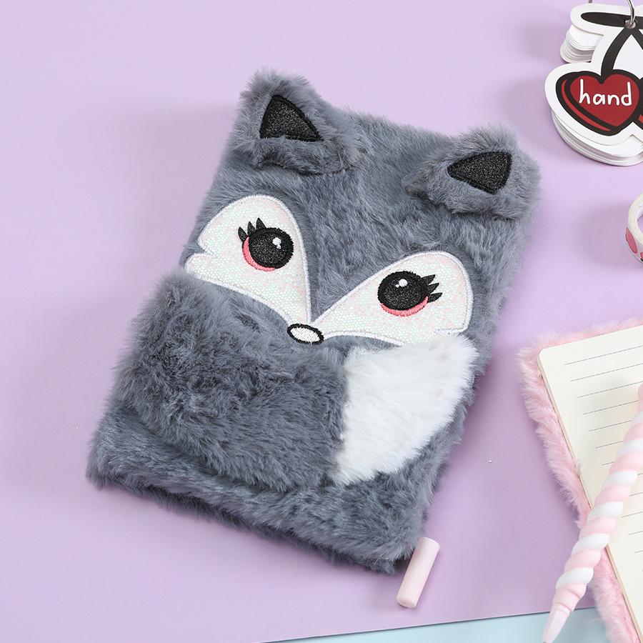 Embroidered Cute Cartoon A5 Plush Notebook - Great Gift for Students and Planners