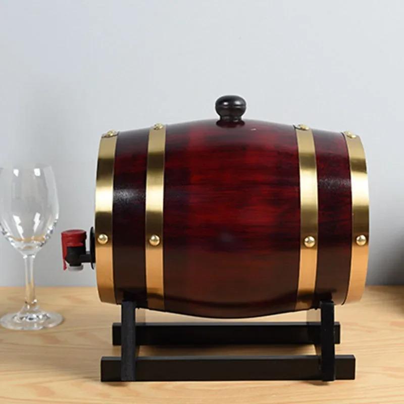 1,5 l/3 l Drewniana beczka Retro Beczka po whisky Wiadro na czerwone wino Pojemnik do przechowywania o dużej pojemności z kranem Akcesoria do wyrobu wina