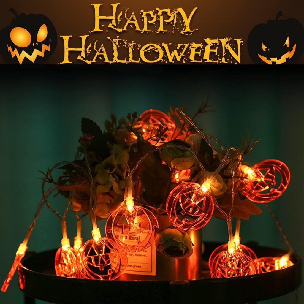 LED Hollow Flat Pumpkin String Lights Powered By Batteries, Suitable for Home Horror Themed Parties, Gardens, Courtyards, Halloween Decorations