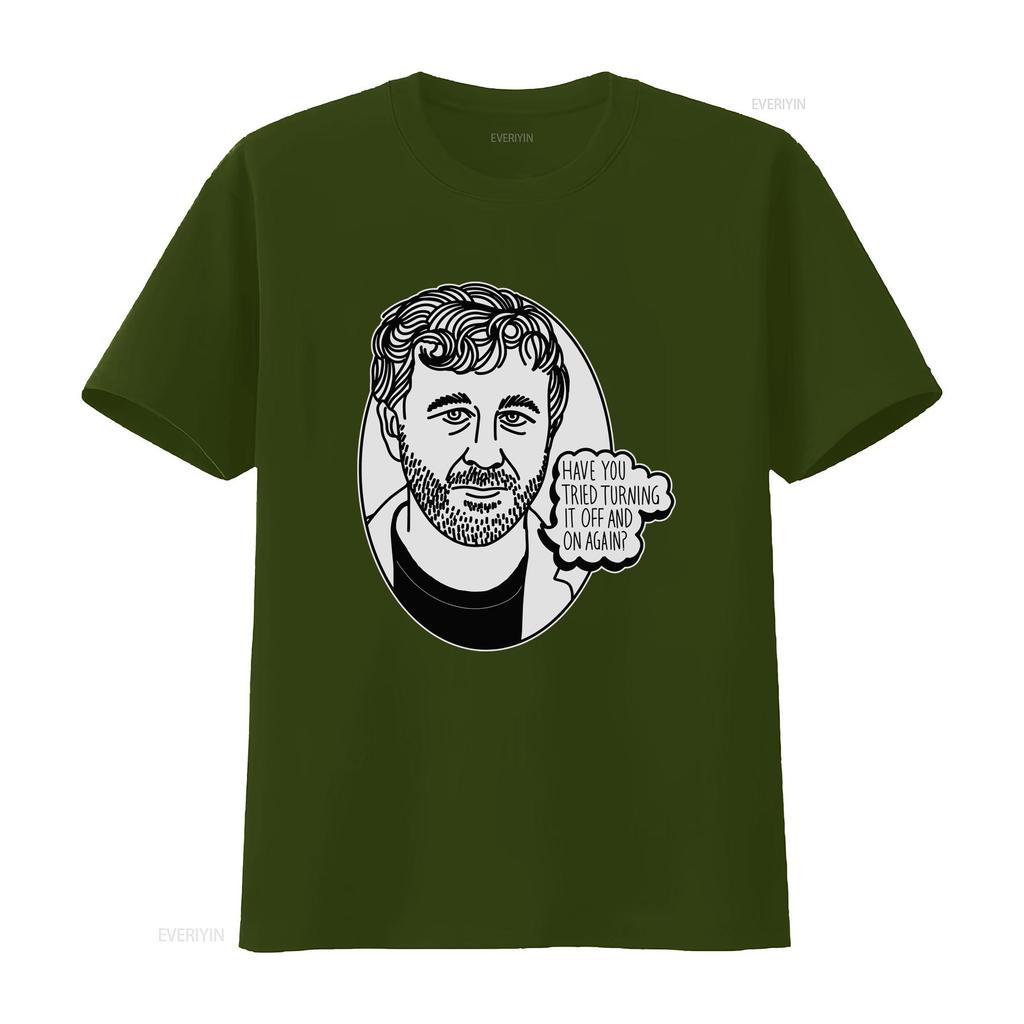 Cult Relevant IT Crowd T Shirt Roy Have You Tried Turning Off and On Again vintage Washed streetwear designer clothes Versatile