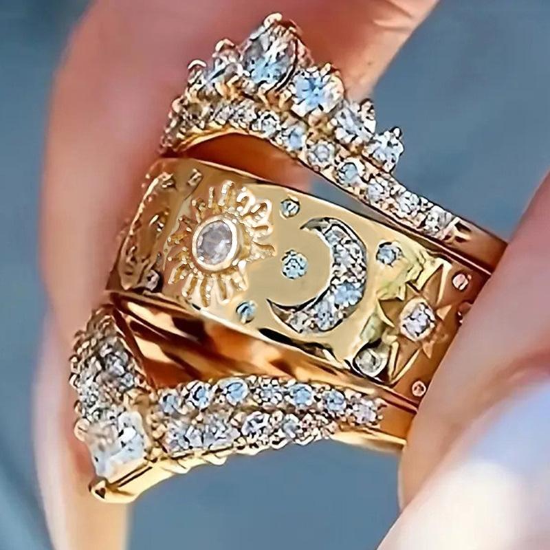 Classic Copper Alloy Zircon Ring Ladies Jewelry Wedding Promise Party Gift