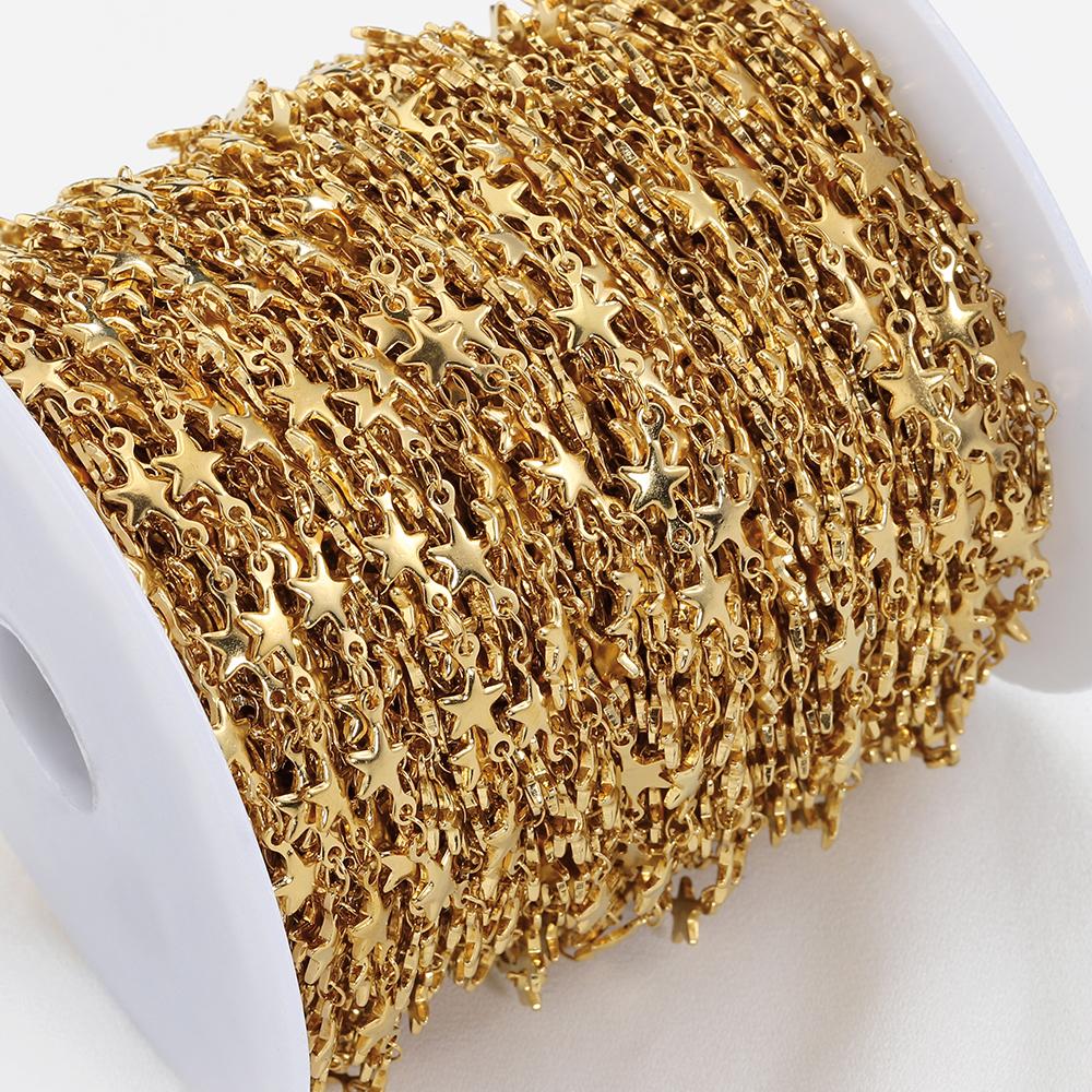 2Meters 1Meter 5mm Star Chains Stainless Steel Necklace Chain for Jewelry Making Findings DIY Handmade Materials Supplies
