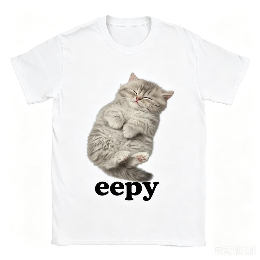 2026 Summer Wounisex Tshirt Eepy Cat Sleepy Cat Meme Awesome Tee Shirt Short Sleeve T Shirts Round Neck Clothing Gift Idea Y2k