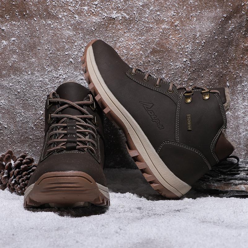 Outdoor Winter Snow Boots For Men Male Sneakers Adult Quality Rubber High Top Super Warm Plush Warm Ankle Boots