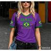 Camiseta de Futebol Feminina Estilo Brasil com Bandeira Estampada 3D Manga Curta Roupa Esportiva Presente para Fãs do Brasil Camiseta Feminina