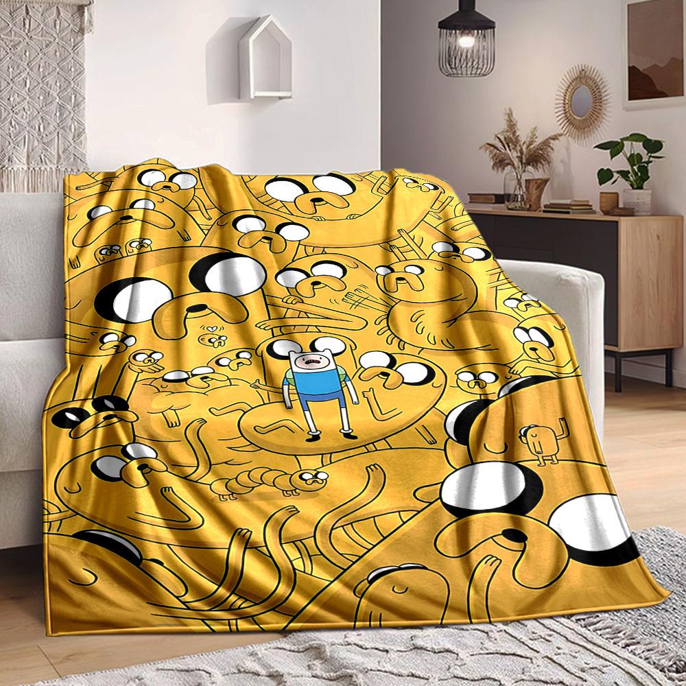 1pc Adventure Time Jake Flannel Blanket, Soft Skin Friendly with Digital Printing, Various Sizes Available for Family, Friends, Birthday