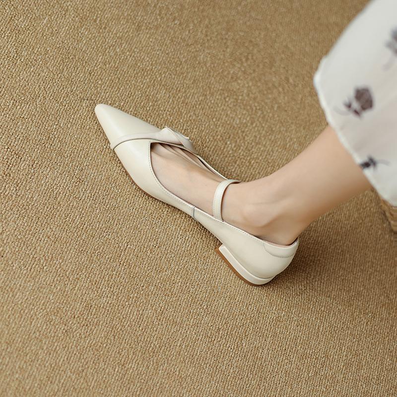 2024 New Fashion Genuine Leather Pumps Women Pointed Toe Pigskin Lining and Insole Ladies Office Mary Jane Shoes Heels Women