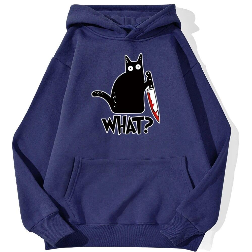 Killer Black Cat What Surprised Unisex Hoodies Streetwear Warm Male Hoodie Hip Hop Daily Casual Autumn Sweatshirt